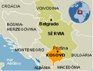 Localização do território de Kosovo